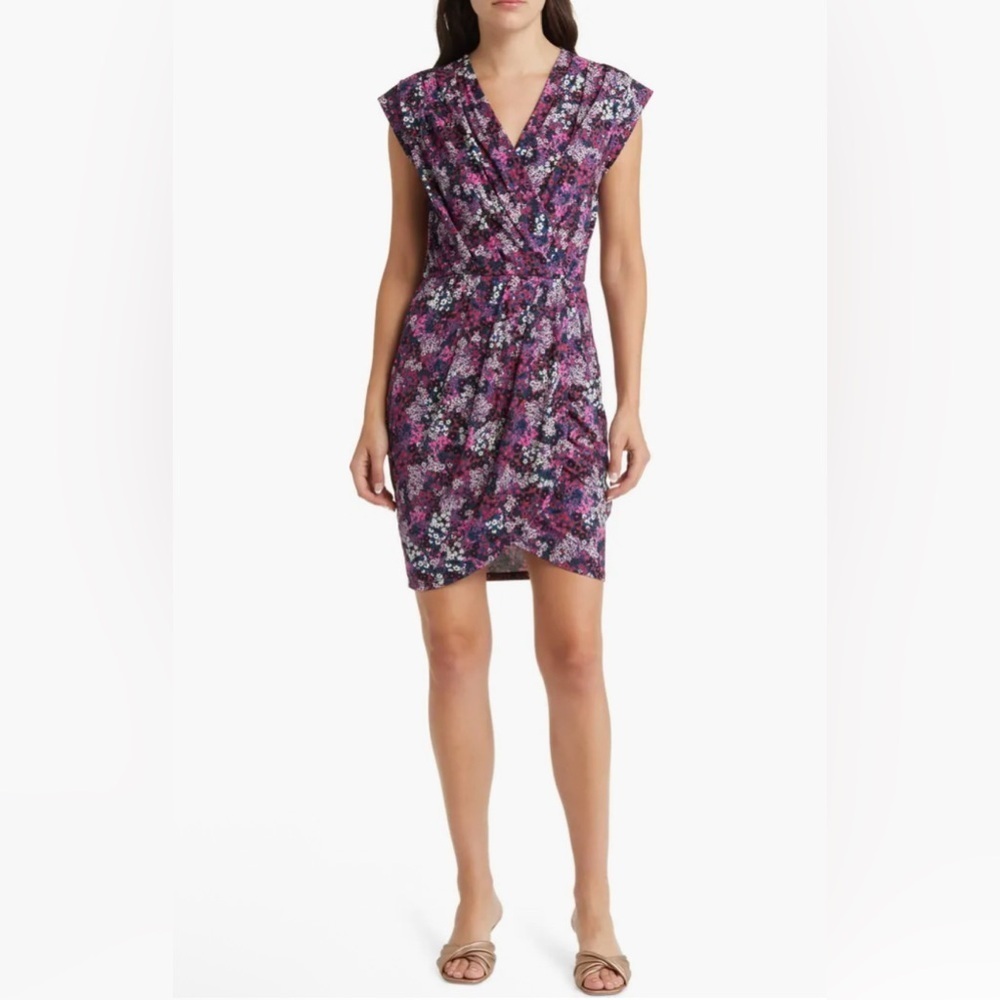 NWOT Ted Baker London Maggeyi Floral Wrap Front Jersey Dress Size 6